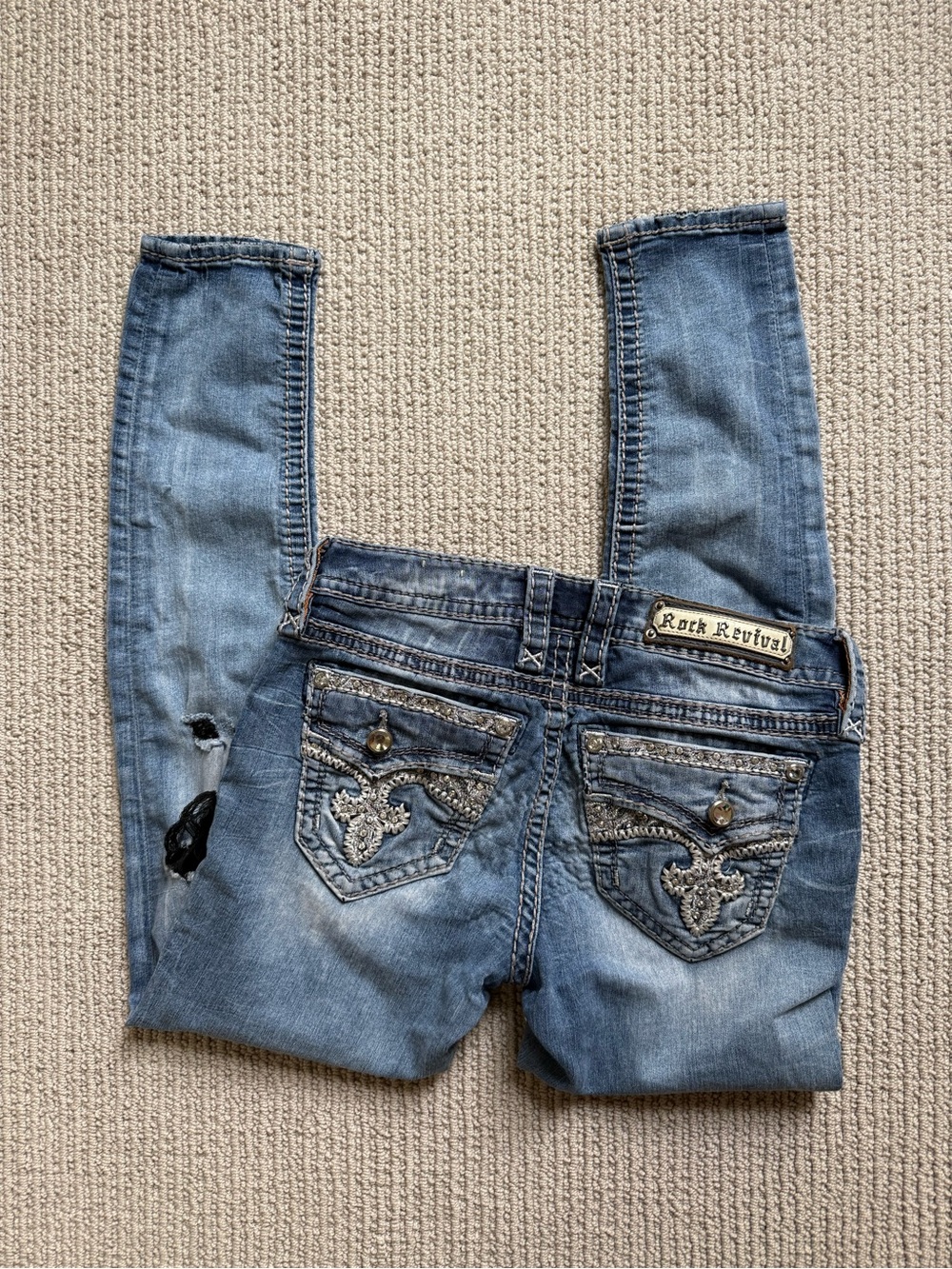 Rock Revival Yui Womens Jeans Skinny Distressed Embellished Pockets Y2K 27